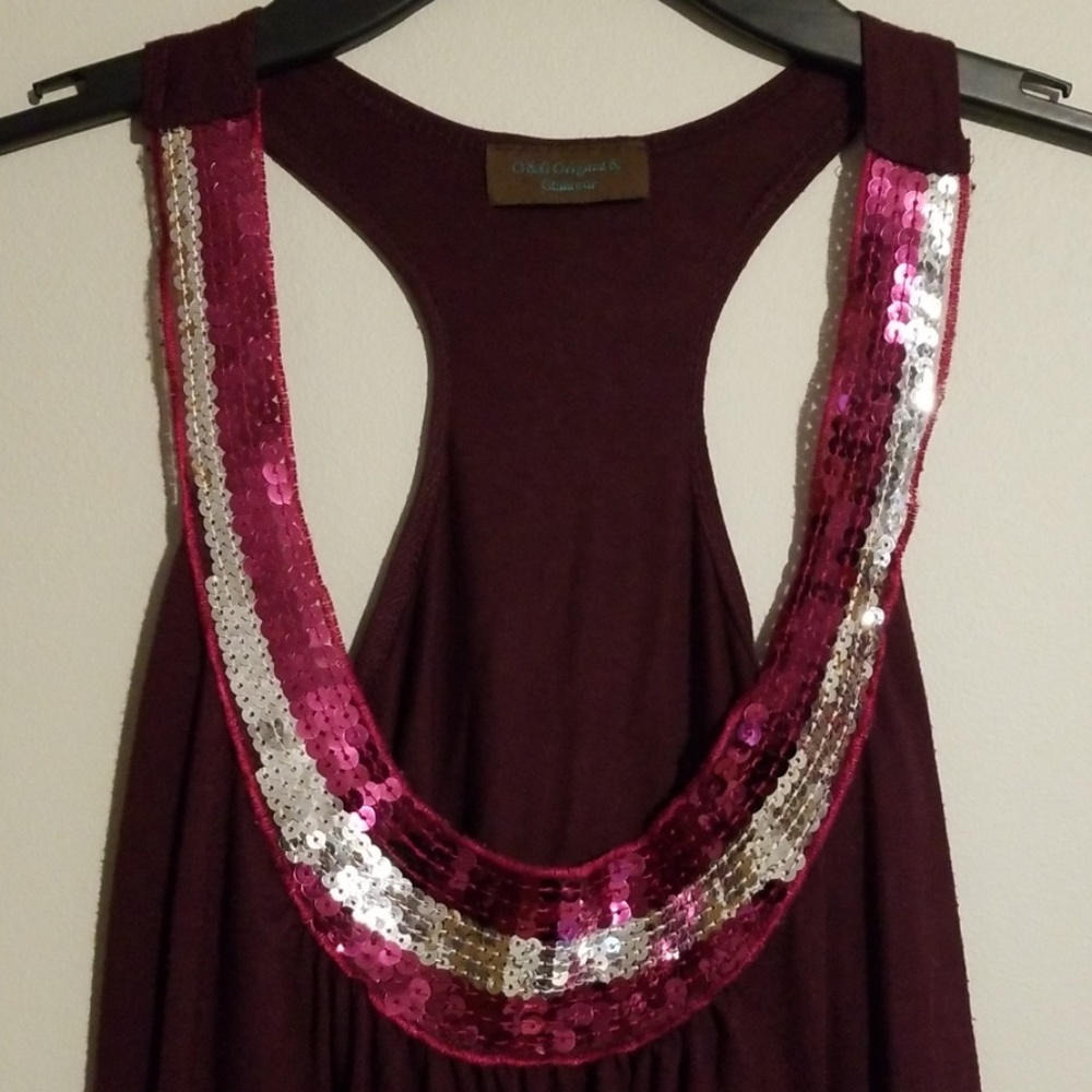 Raspberry Sequined Tank - Picture 2 of 5